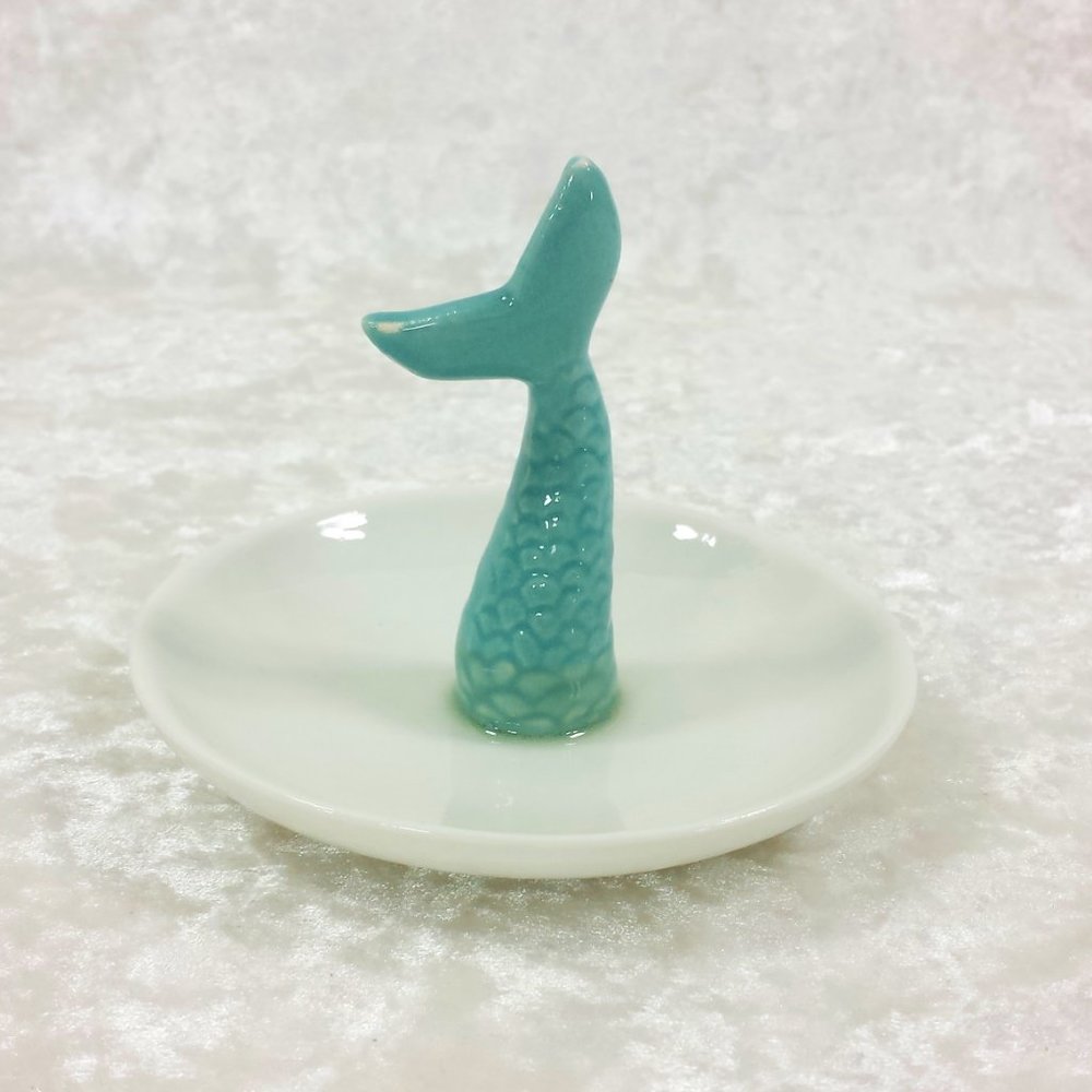 Porcelain Mermaid Ring Jewelry Holder Trinket Tray - Picture 3 of 4